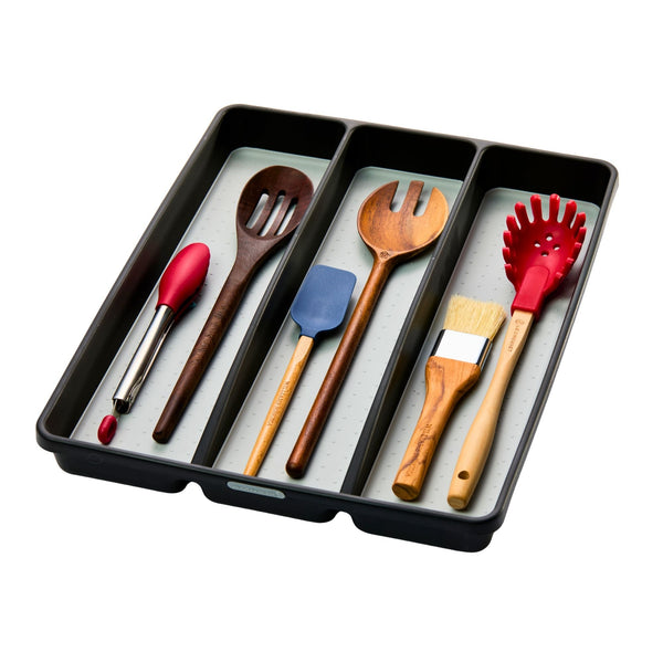 Madesmart 3-Compartment Kitchen Utensil Drawer Organizer Tray/Holder, Grey D2