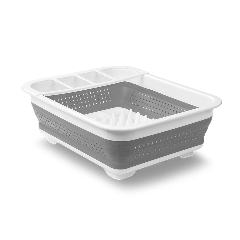 Madesmart Collapsible Folding Plastic Dish & Cutlery Drying Rack, White N9