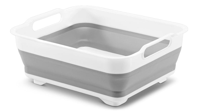 Madesmart Collapsible Folding Plastic Kitchen Wash Basin/Dish Pan, Grey Q9