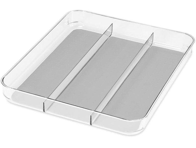 Madesmart Large 3-Compartment Drawer Storage Organizer Tray/Bin For Kitchen/Vanity/Office, Clear O8