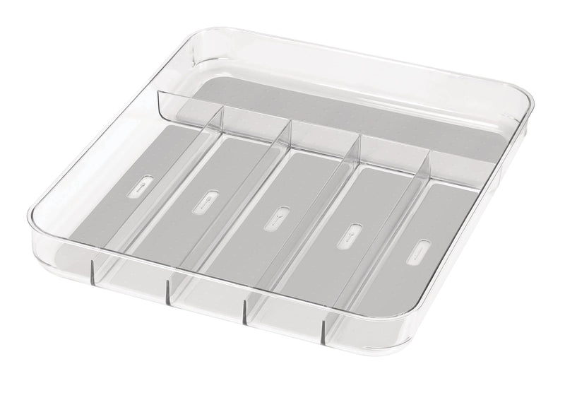 Madesmart Large 6-Compartment Cutlery & Kitchen Utensil Drawer Organizer Tray/Holder, Clear T1