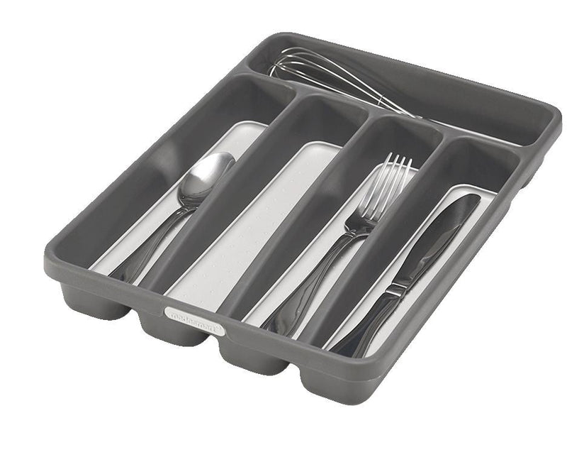 Madesmart Mini 5-Compartment Cutlery & Kitchen Utensil Drawer Organizer Tray/Holder, Grey T0