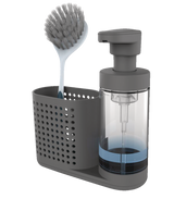 Madesmart Non-Slip Foaming Hand/Dish Soap Pump Dispenser & Sink Caddy Organizer, Grey