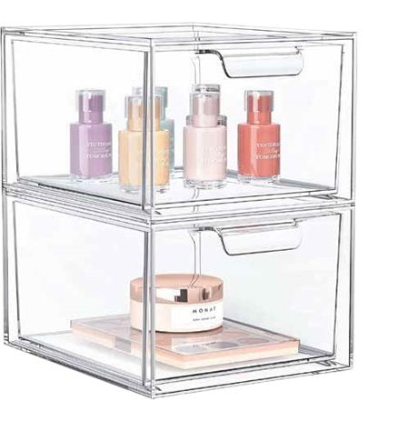 Maison Kleen Clear Stackable Storage Drawer Set, 2-pc W5