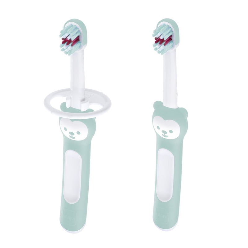MAM Baby Toothbrush with Safety Shield, Mint Green, 2-pk X5