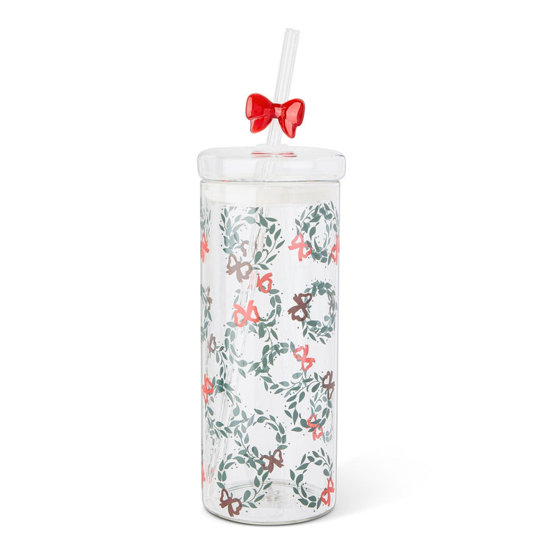 Manna 22-oz Printed Glass Tumbler with Bow Charm Straw H2