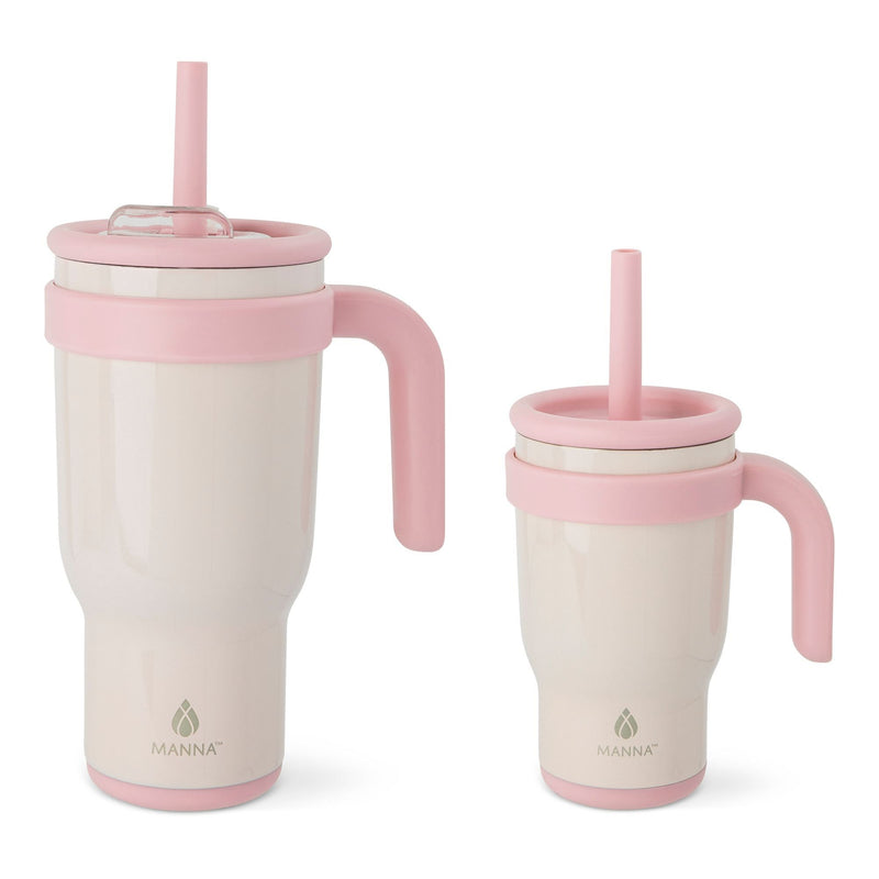 Manna Oslo Mommy & Me Matching Duo Stainless Steel Tumbler Set, Includes 14-oz & 30-oz, Various Colours, 2-pk T6