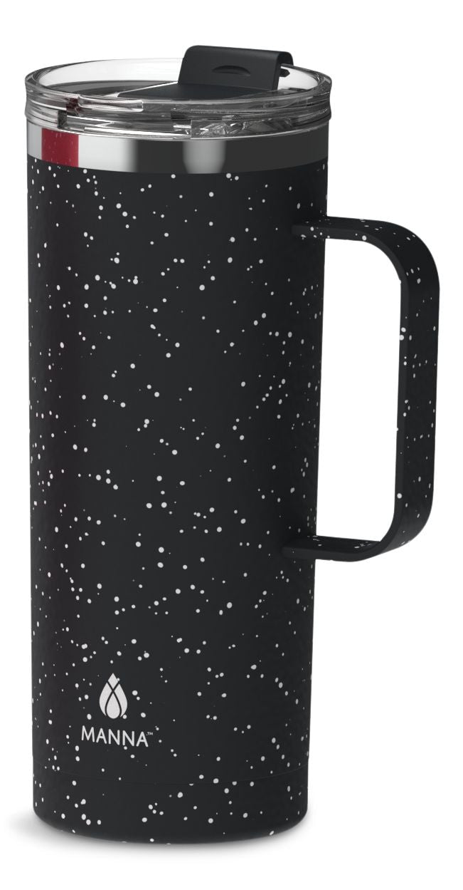 Manna Tahoe Insulated Stainless Steel Mug with Leakproof Lid, Speckled Black, 591-mL S4