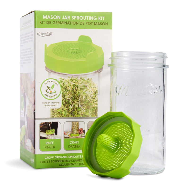 Masontops Single Mason Jar Sprouting Kit with Seeds, 3-pc R9