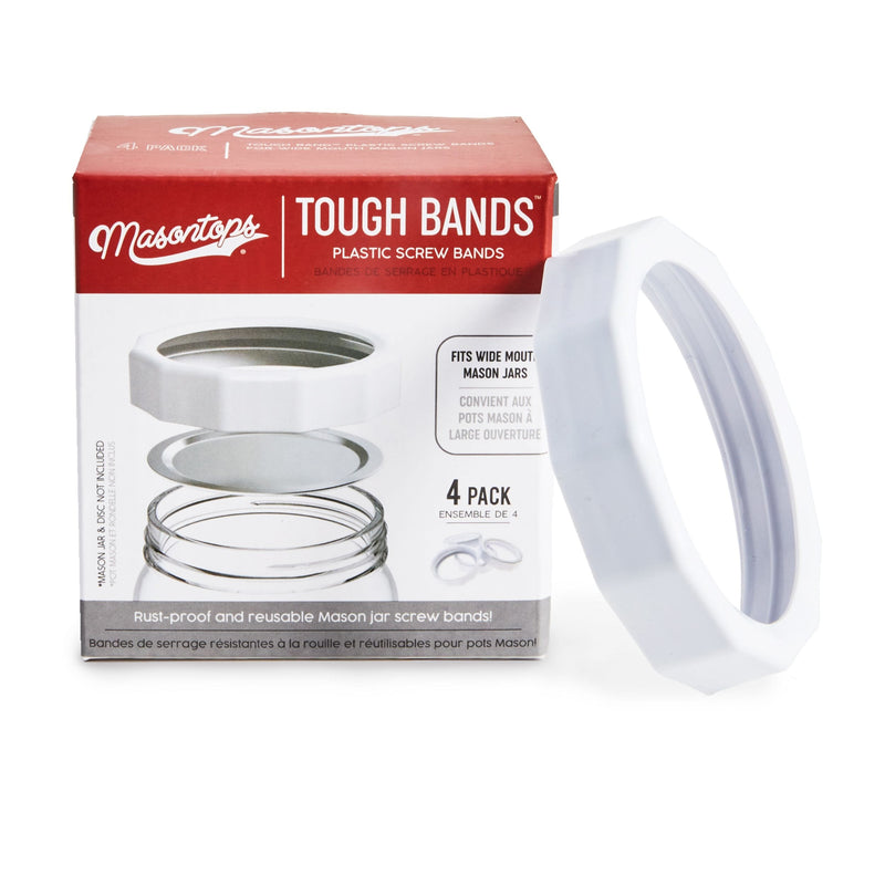 Masontops Wide Tough Screw Band for Jars, Rust-proof, 4-pk S0