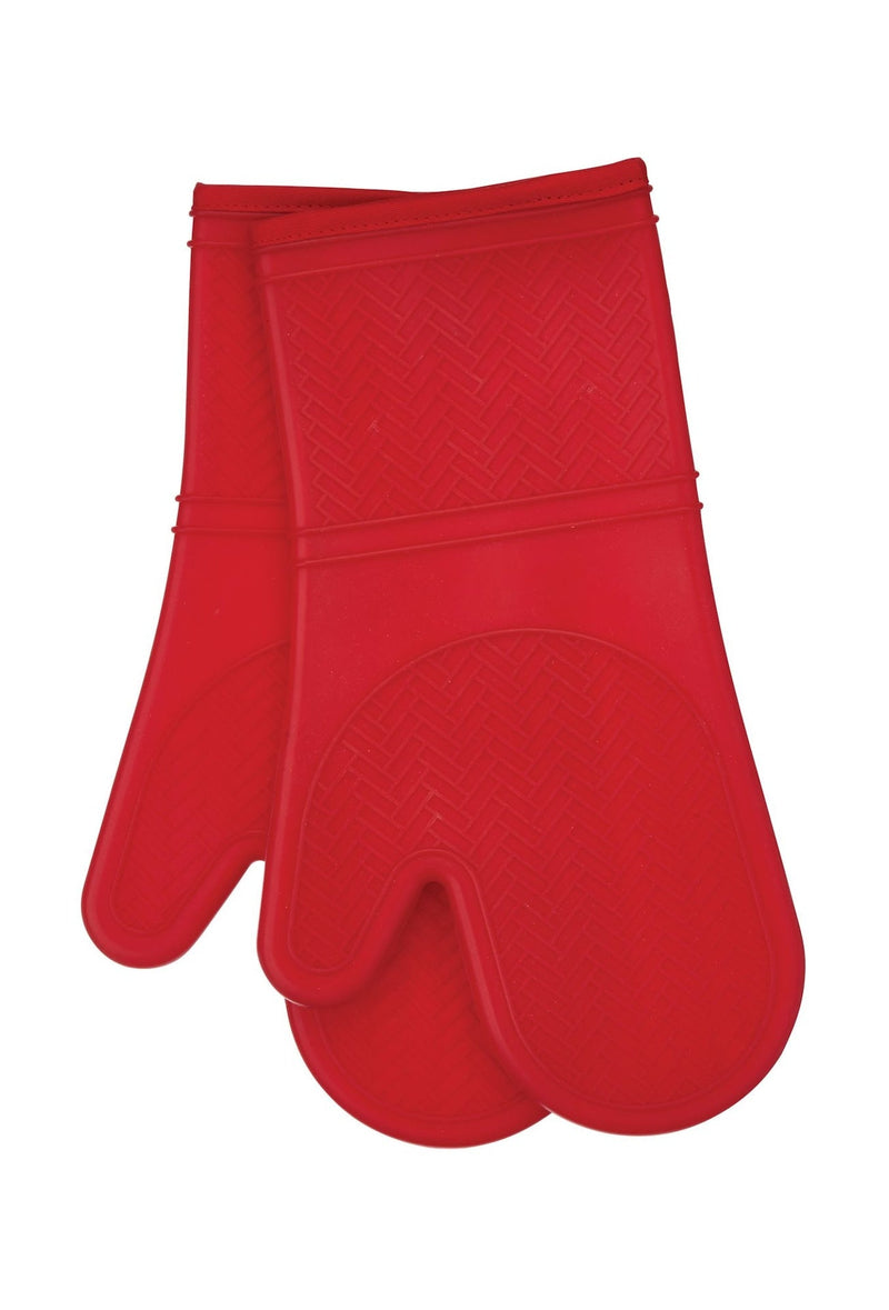 MASTER Chef 2pc Silicone Oven Mitt Set, Non-Slip Grip, Red K6