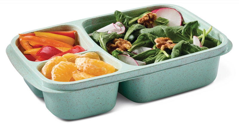 Master Chef 3-Section Food Storage Container, Green/Sage, with Wheat Straw, 4-pk C1