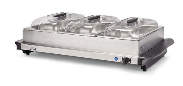 MASTER Chef 3-Tier Buffet Server/Food Warmer with Warming Tray, Stainless Steel, 300W K7