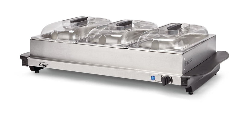 MASTER Chef 3-Tier Buffet Server/Food Warmer with Warming Tray, Stainless Steel, 300W K7