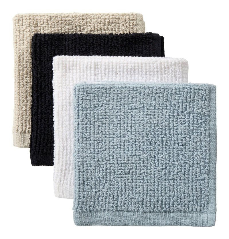 Master Chef Bar Mop Dish Cloths, Black, Grey & Dusty Blue, 12-in, 8-pk E5