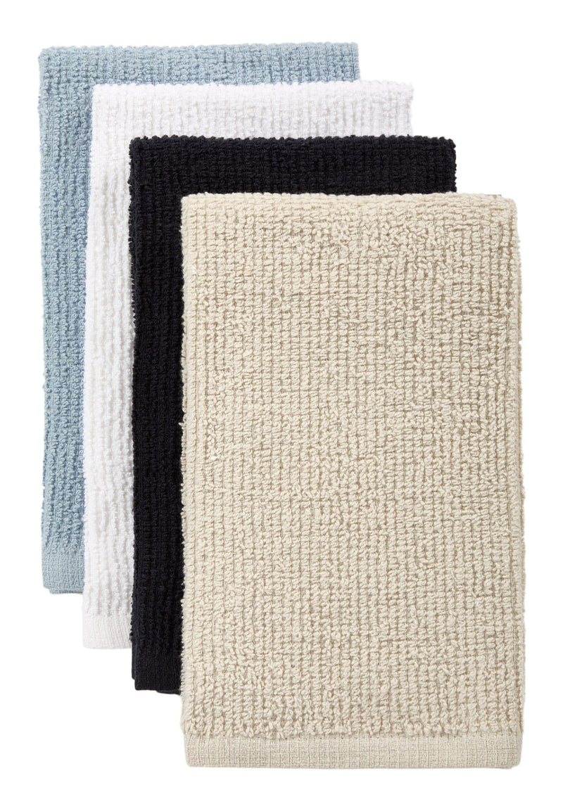 Master Chef Bar Mop Kitchen Towels, Black, Grey, Blue & White, 16-in, 4-pk V7