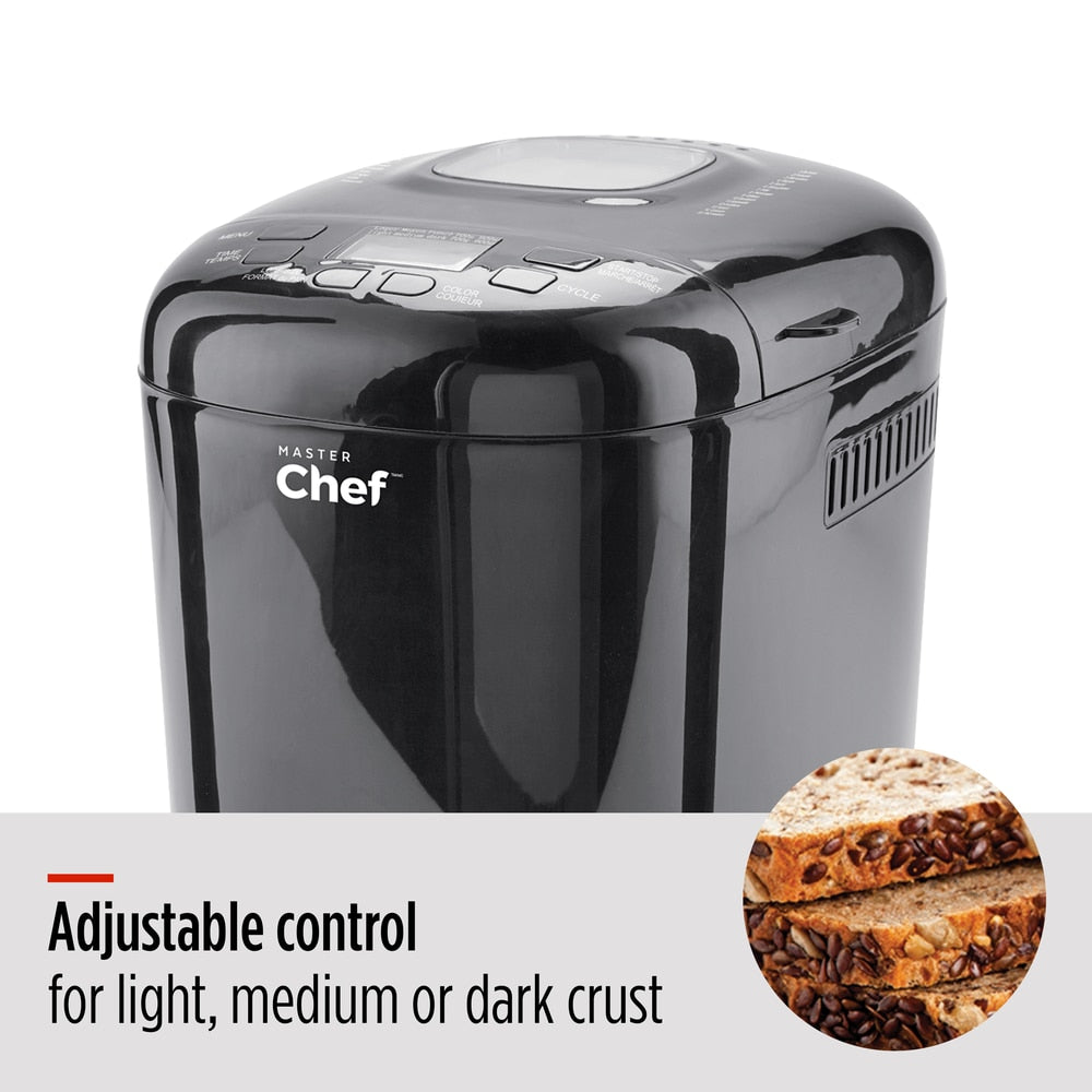 MASTER Chef Bread Maker with 12 Digital Functions, Black, 2lb