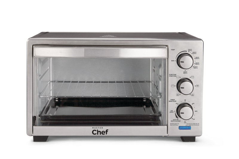 MASTER Chef Convection Toaster Oven with 4 Functions, Stainless Steel, Black, 6-Slices V2
