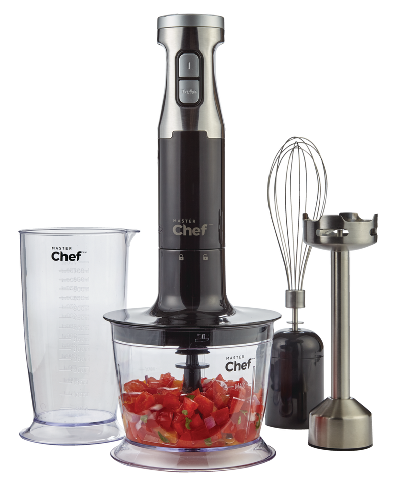 MASTER Chef Corded Hand Blender with Whisk, Stainless Steel, Black E0