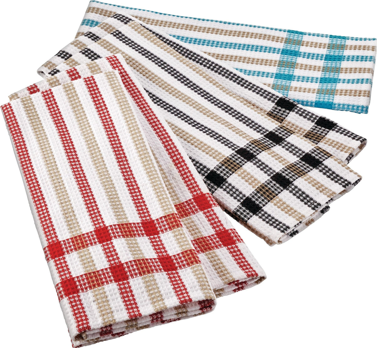 MASTER Chef Cotton Plaid Waffle Kitchen Towels, Reusable, 22-in x 32-in, 5-pk, Assorted Colours