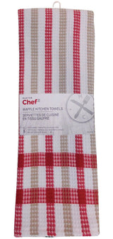 MASTER Chef Cotton Plaid Waffle Kitchen Towels, Reusable, 22-in x 32-in, 5-pk, Assorted Colours