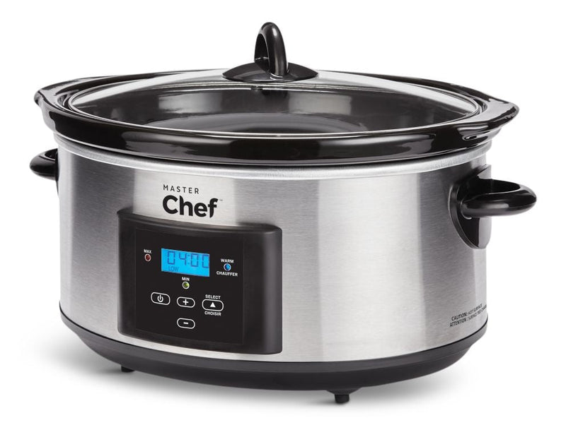 MASTER Chef Digital Programmable Slow Cooker, Stainless Steel, 6qt R9