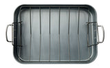 Master Chef Heavy-Duty Grey Non-Stick Roaster with Handle and Rack, 17-in