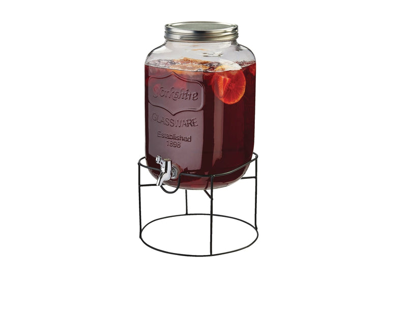 MASTER Chef Mason Glass Jar Reusable Dispenser, 8L, Clear, with Stand, Clear, 8-L E7