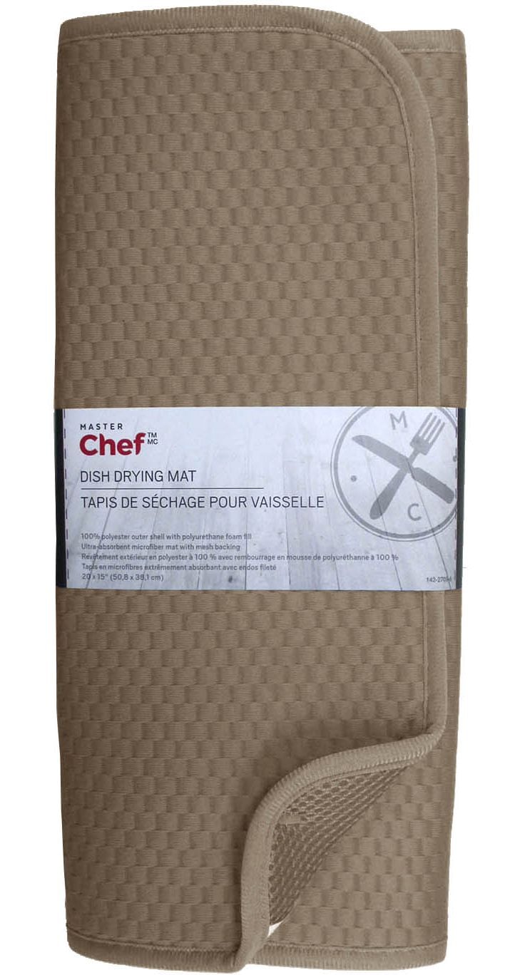MASTER Chef Microfiber Dish Drying Mat, Reversible, 15-in x 20-in, Mushroom A3