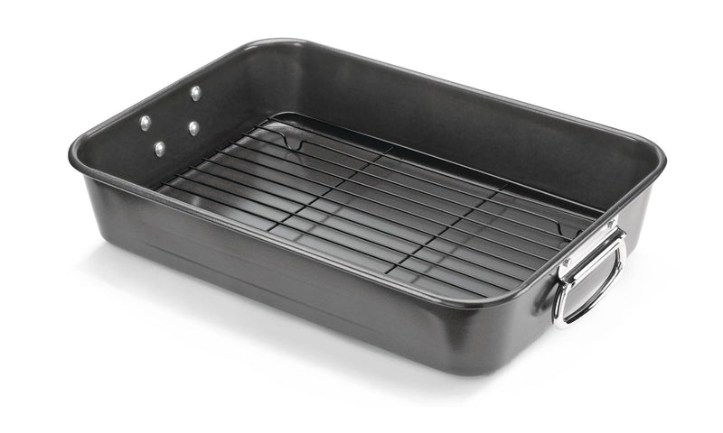 MASTER Chef Multi-Purpose Roaster with Rack, Dishwasher Safe, 9-12 lb, 25.4 x 38cm E2