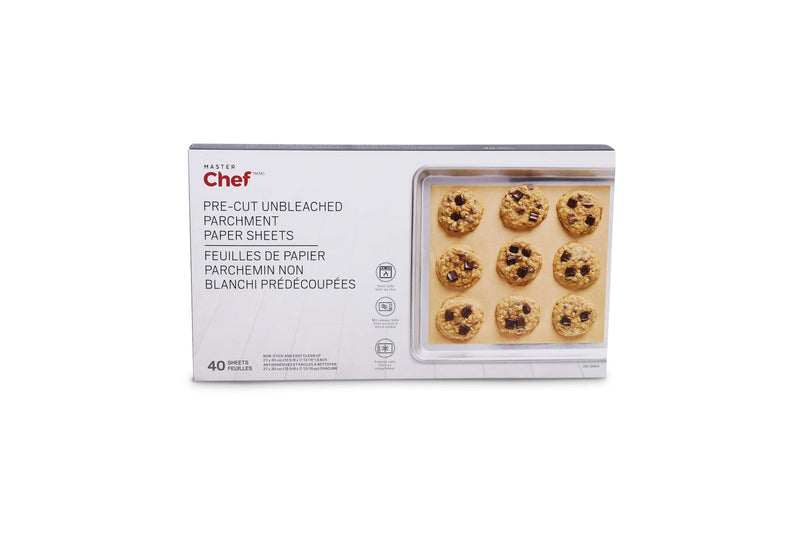 Master Chef Non-Bleached Pre-Cut Parchment Paper, 27-cm x 30-cm, 40-pk A4