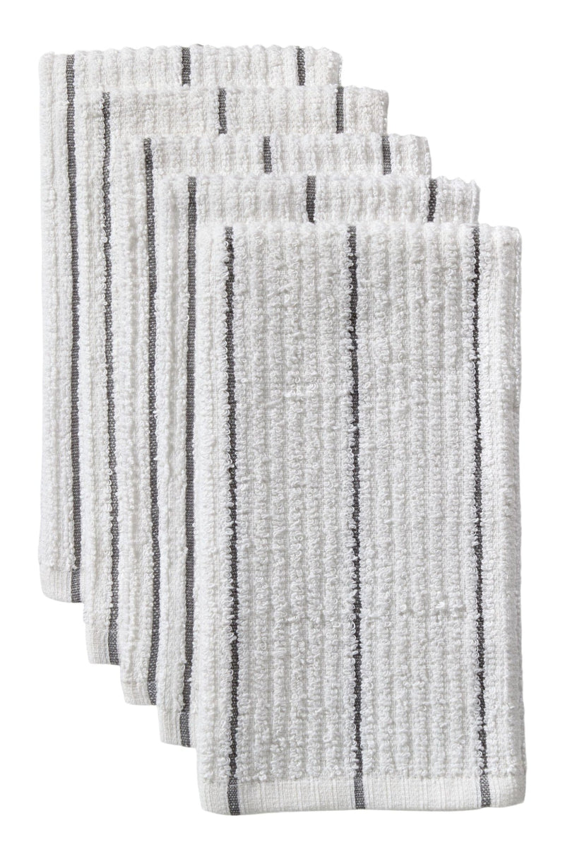 Master Chef Ribbed Stripe Bar Mop Dish Cloths, Grey Stripes, 5-pk G0