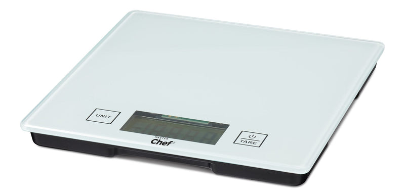 MASTER Chef Square Glass Kitchen Scale, White, 5-kg O5