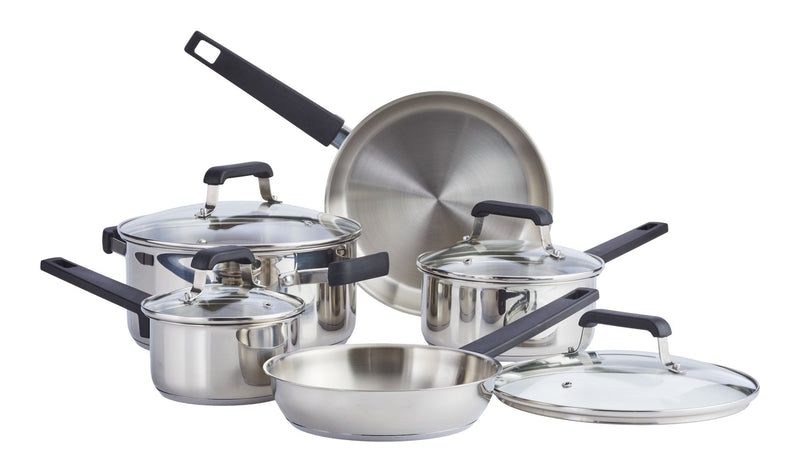 Master Chef Stainless Steel Cookware Set with Glass Lids, 9-pc T3
