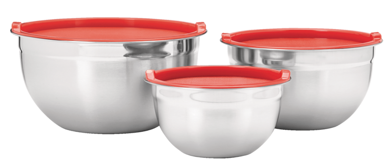 MASTER Chef Stainless Steel Mixing Bowls with Plastic Lids, 3-pk C5