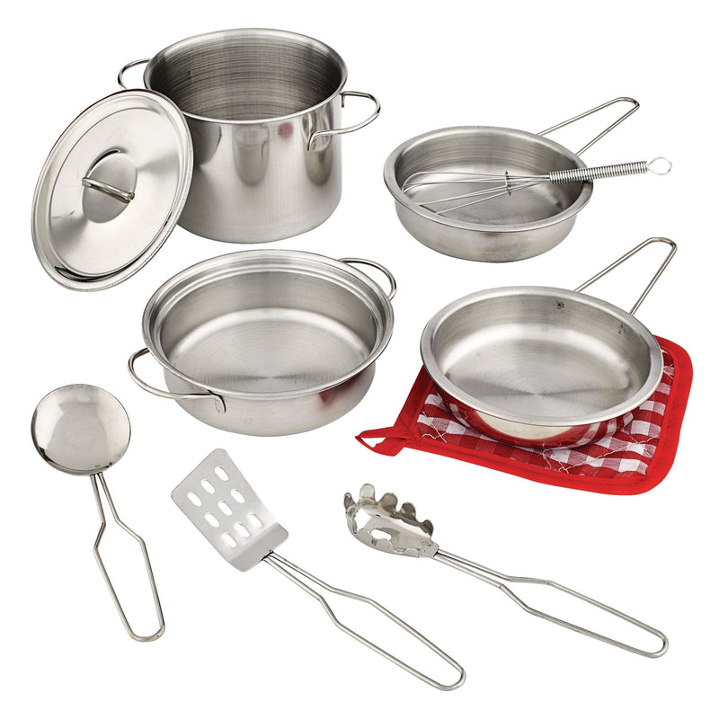 MASTER Chef Toy Kitchen Stainless Steel Cookware Set For Kids, 10 pc, Ages 3+ K6