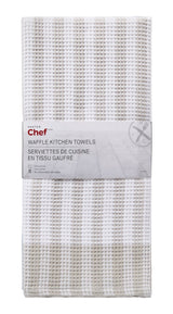 Master Chef Waffle Checkered Cotton Kitchen Towels, Black/Grey/Blue, 20-in x 30-in, 6-pk