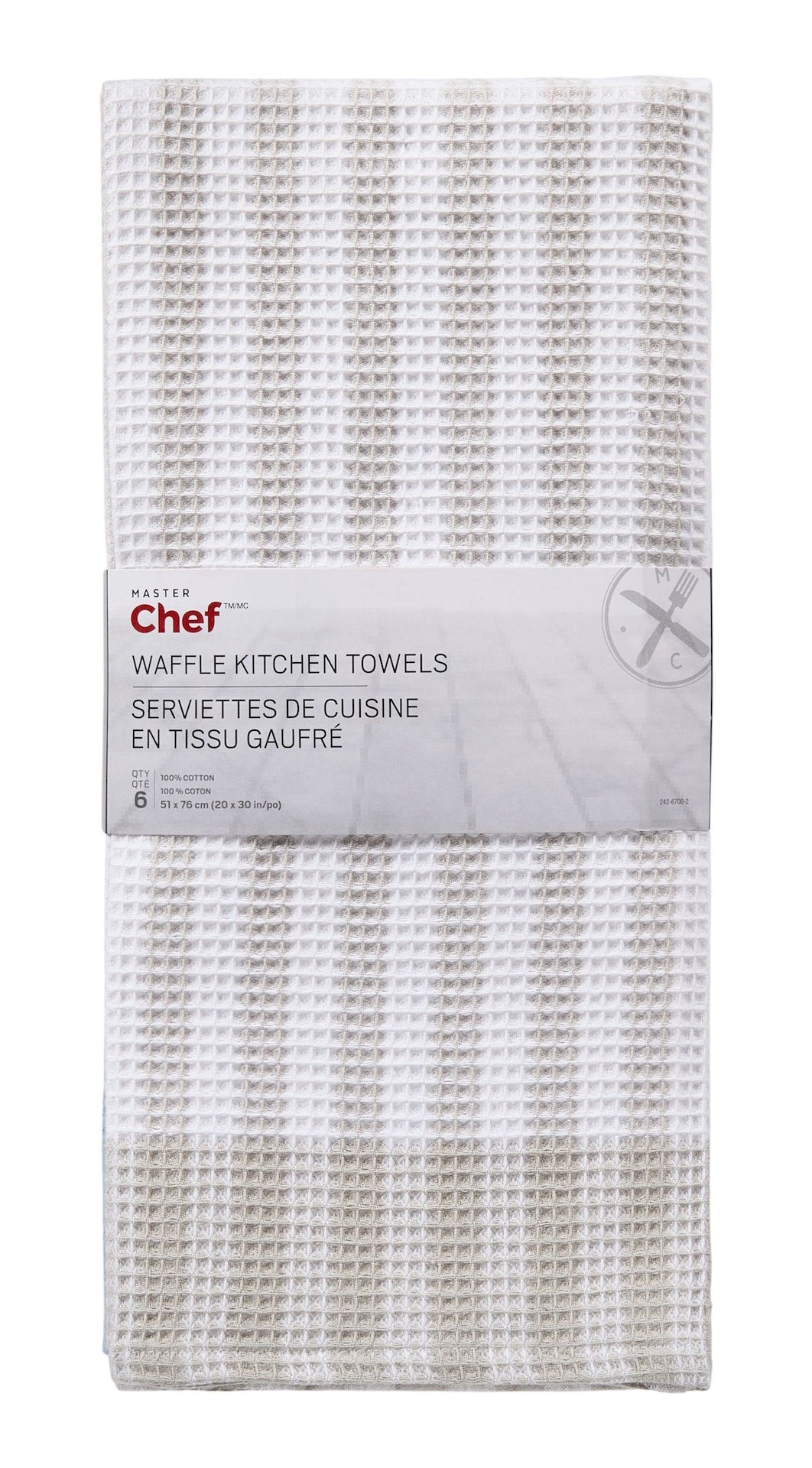 Master Chef Waffle Checkered Cotton Kitchen Towels, Black/Grey/Blue, 20-in x 30-in, 6-pk