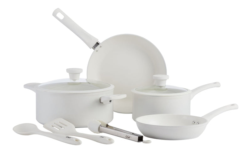 Master Chef White Non-Stick Ceramic/Aluminum Cookset, 9-pc G5