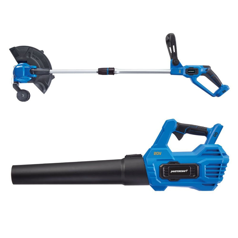 Mastercraft 20V Cordless 12" String Trimmer and 370CFM Blower Combo Kit with PWR POD 2 Ah Battery and Charger T4