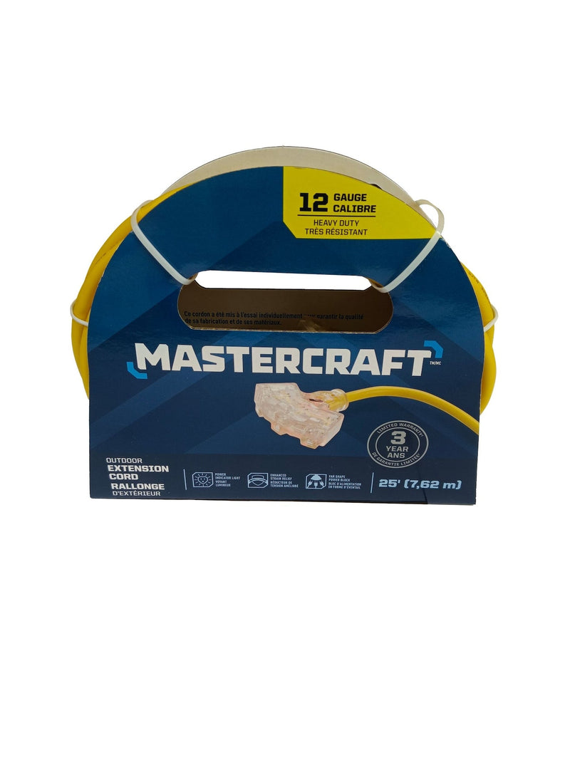 Mastercraft 25-ft Outdoor 12 Gauge Extension Cord with Fantail End, Yellow K6