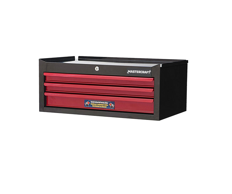 Mastercraft 3-Drawer Intermediate Tool Chest, Black & Red, 26-in V8