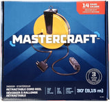 Mastercraft 30-ft 16/3 Retractactabe Extension Cord Reel with 3 Grounded Outlets