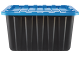 Mastercraft Heavy Duty Stackable Storage Box with Lid, 102-L, Black/Blue