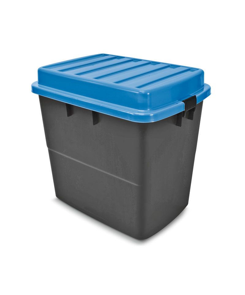 Mastercraft Heavy Duty Storage Box with Wheels and Latched Lid, 210-L, Black/Blue C0