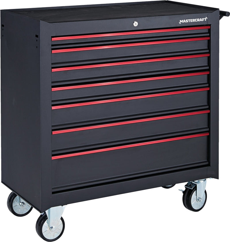 Mastercraft Rolling Tool Storage Cabinet with 7 Drawers, Black, 36-in N9