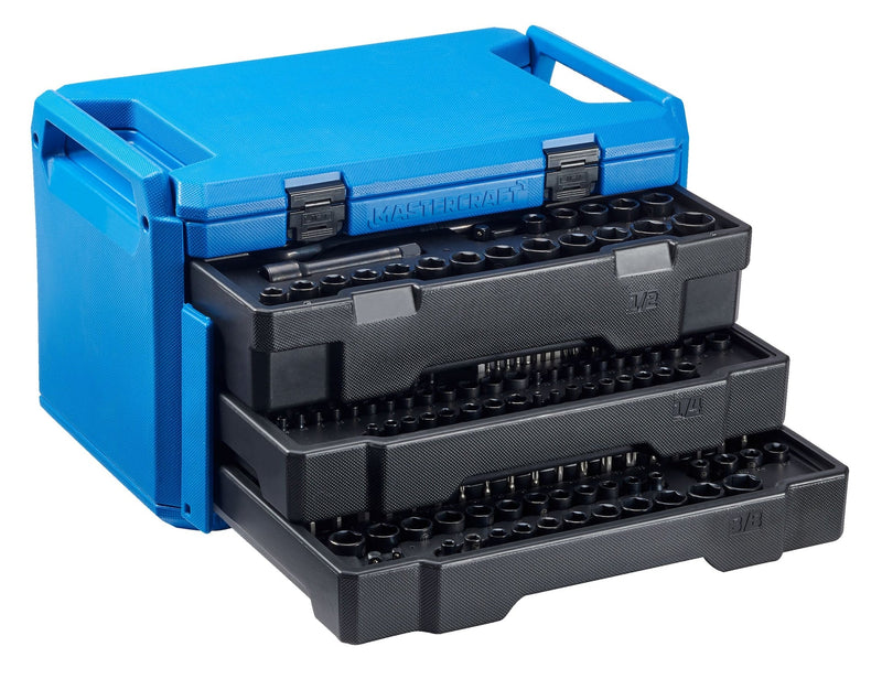 Mastercraft Socket Set, SAE/Metric, CRV, Black Steel Finish, 260-pc T2