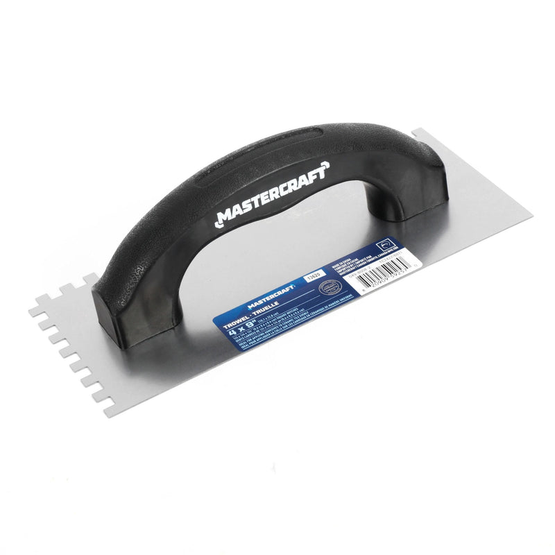 Mastercraft Steel Square-Notch Adhesive Trowel For Ceramic Tile & Flooring E0