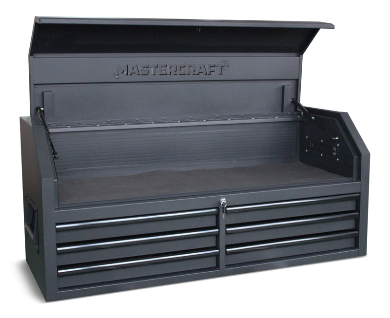 Mastercraft Tool Chest with 6 Drawers, Power Bar with USB, Black, 52-in E3