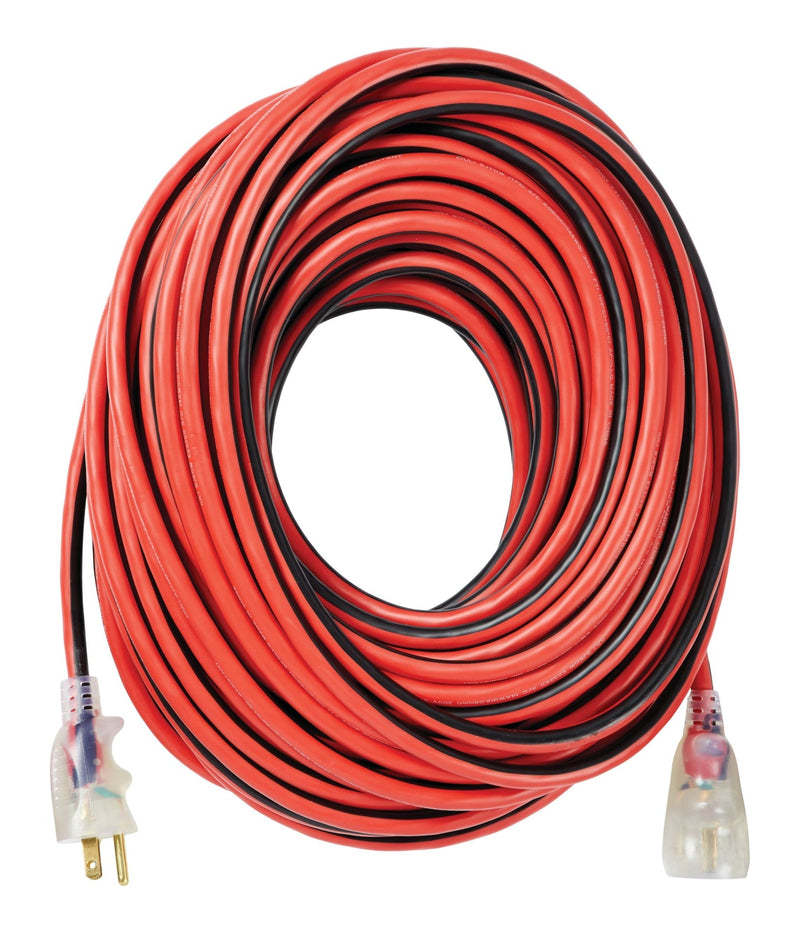 MAXIMUM 100-ft 14/3 Outdoor Extension Cord with Grounded Outlet, Lighted End and Locking Connector, Hi-Visibility R7